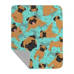 50 x 60 in. Apricot Pug Quilted Blanket, Blue