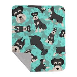 50 x 60 in. Black & Silver Schnauzer Quilted Blanket, Blue