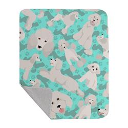 50 x 60 in. White Standard Poodle Quilted Blanket, Blue