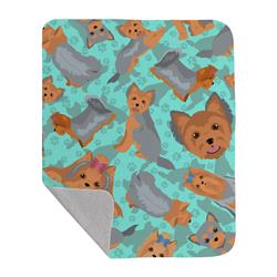 50 x 60 in. Blue & Tan Yorkie Quilted Blanket, Blue