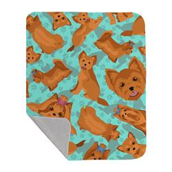 50 x 60 in. Red Yorkie Quilted Blanket, Blue