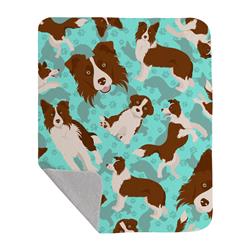 50 x 60 in. Red Border Collie Quilted Blanket, Blue