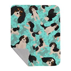 50 x 60 in. Tricolor Cavalier Spaniel Quilted Blanket, Blue