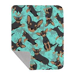 50 x 60 in. Black & Tan Chihuahua Quilted Blanket, Blue