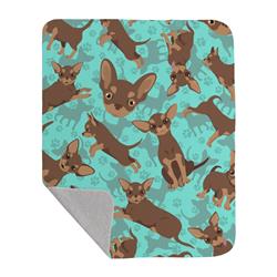 50 x 60 in. Chocolate Chihuahua Quilted Blanket, Blue
