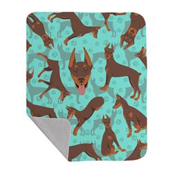 50 x 60 in. Red Doberman Pinscher Quilted Blanket, Blue