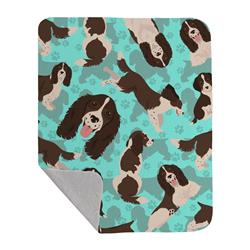 50 x 60 in. Liver English Springer Spaniel Quilted Blanket, Blue