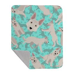 50 x 60 in. White German Shepherd Quilted Blanket, Blue