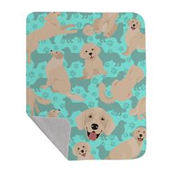 50 x 60 in. Cream Golden Retriever Quilted Blanket, Blue