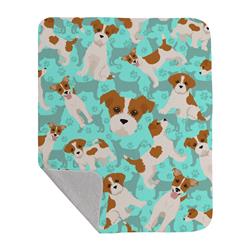 50 x 60 in. Red & White Jack Russell Terrier Quilted Blanket, Blue
