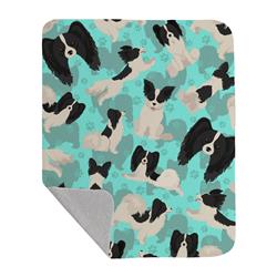 50 x 60 in. Black & Whtie Papillon Quilted Blanket, Blue