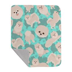 50 x 60 in. White Pomeranian Quilted Blanket, Blue