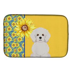 Picture of Carolines Treasures WDK5328DDM 21 x 14 in. Summer Sunflowers Bichon Frise Dish Drying Mat