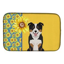 Picture of Carolines Treasures WDK5330DDM 21 x 14 in. Summer Sunflowers Tricolor Border Collie Dish Drying Mat