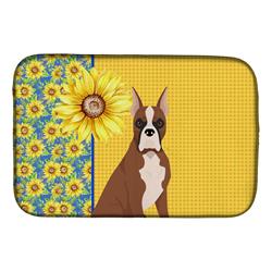 Picture of Carolines Treasures WDK5344DDM 21 x 14 in. Summer Sunflowers Red Fawn Boxer Dish Drying Mat