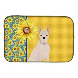 Picture of Carolines Treasures WDK5346DDM 21 x 14 in. Summer Sunflowers White Boxer Dish Drying Mat