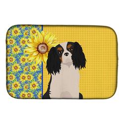 Picture of Carolines Treasures WDK5351DDM 21 x 14 in. Summer Sunflowers Tricolor Cavalier Spaniel Dish Drying Mat