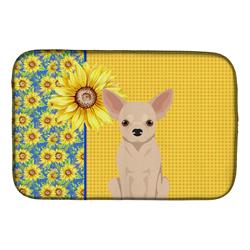Picture of Carolines Treasures WDK5367DDM 21 x 14 in. Summer Sunflowers Fawn Chihuahua Dish Drying Mat