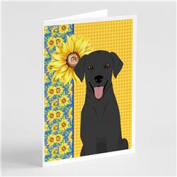 5 x 7 in. Summer Sunflowers Black Labrador Retriever Greeting Cards & Envelopes, Pack of 8