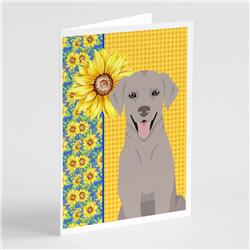 5 x 7 in. Summer Sunflowers Gray Labrador Retriever Greeting Cards & Envelopes, Pack of 8