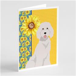 5 x 7 in. Summer Sunflowers Standard White Poodle Greeting Cards & Envelopes, Pack of 8