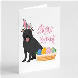 5 x 7 in. Black Pit Bull Terrier Easter Greeting Cards & Envelopes, Pack of 8