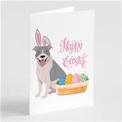5 x 7 in. Blue & White Pit Bull Terrier Easter Greeting Cards & Envelopes, Pack of 8