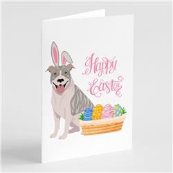5 x 7 in. Blue Brindle Pit Bull Terrier Easter Greeting Cards & Envelopes, Pack of 8