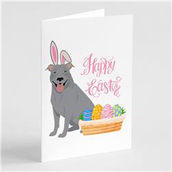 5 x 7 in. Blue Pit Bull Terrier Easter Greeting Cards & Envelopes, Pack of 8