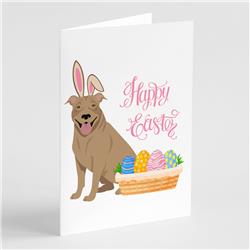 WDK4932GCA7P 5 x 7 in. Fawn Pit Bull Terrier Easter Greeting Cards & Envelopes, Pack of 8