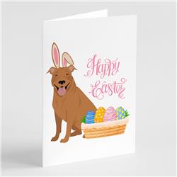 5 x 7 in. Red Pit Bull Terrier Easter Greeting Cards & Envelopes, Pack of 8