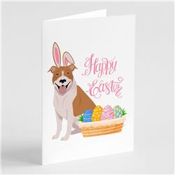5 x 7 in. Red & White Pit Bull Terrier Easter Greeting Cards & Envelopes, Pack of 8
