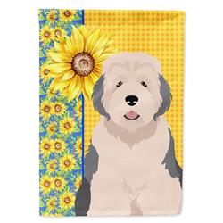 WDK5448GF 11.25 x 15.5 in. Summer Sunflowers Old English Sheepdog Garden Flag