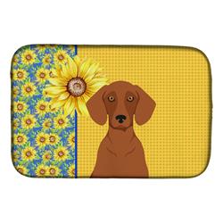 Picture of Carolines Treasures WDK5400DDM 21 x 14 in. Summer Sunflowers Red Dachshund Dish Drying Mat