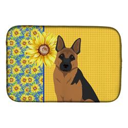 Picture of Carolines Treasures WDK5422DDM 21 x 14 in. Summer Sunflowers Black & Tan German Shepherd Dish Drying Mat