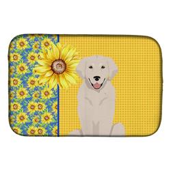 Picture of Carolines Treasures WDK5423DDM 21 x 14 in. Summer Sunflowers Cream Golden Retriever Dish Drying Mat