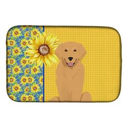 Picture of Carolines Treasures WDK5424DDM 21 x 14 in. Summer Sunflowers Gold Golden Retriever Dish Drying Mat