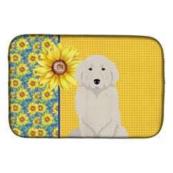Picture of Carolines Treasures WDK5429DDM 21 x 14 in. Summer Sunflowers Great Pyrenees Dish Drying Mat