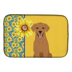Picture of Carolines Treasures WDK5439DDM 21 x 14 in. Summer Sunflowers Red Fox Labrador Retriever Dish Drying Mat