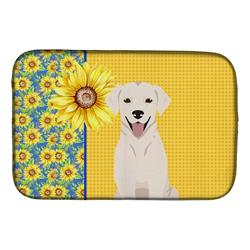Picture of Carolines Treasures WDK5441DDM 21 x 14 in. Summer Sunflowers White Cream Labrador Retriever Dish Drying Mat