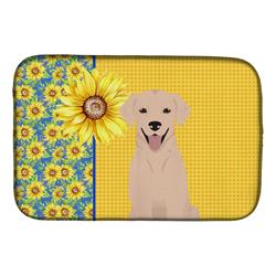 Picture of Carolines Treasures WDK5442DDM 21 x 14 in. Summer Sunflowers Yellow Labrador Retriever Dish Drying Mat