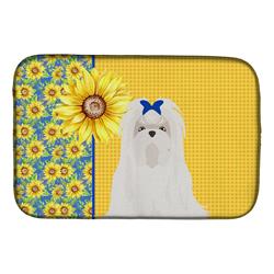 Picture of Carolines Treasures WDK5443DDM 21 x 14 in. Summer Sunflowers Maltese Dish Drying Mat
