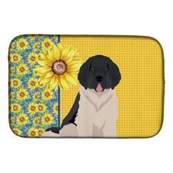 Picture of Carolines Treasures WDK5447DDM 21 x 14 in. Summer Sunflowers Landseer Newfoundland Dish Drying Mat