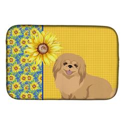 Picture of Carolines Treasures WDK5454DDM 21 x 14 in. Summer Sunflowers Gold Pekingese Dish Drying Mat