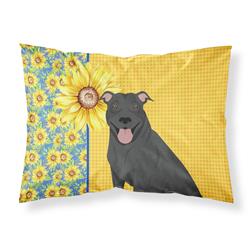 20.5 x 30 in. Summer Sunflowers Black Pit Bull Terrier Fabric Standard Pillowcase