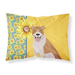 20.5 x 30 in. Summer Sunflowers Red & White Pit Bull Terrier Fabric Standard Pillowcase