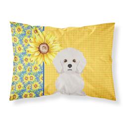 20.5 x 30 in. Summer Sunflowers Bichon Frise Fabric Standard Pillowcase