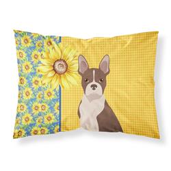 20.5 x 30 in. Summer Sunflowers Red Boston Terrier Fabric Standard Pillowcase