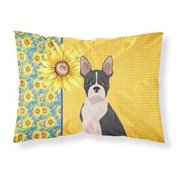 20.5 x 30 in. Summer Sunflowers Black Boston Terrier Fabric Standard Pillowcase