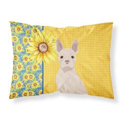 20.5 x 30 in. Summer Sunflowers White Boston Terrier Fabric Standard Pillowcase